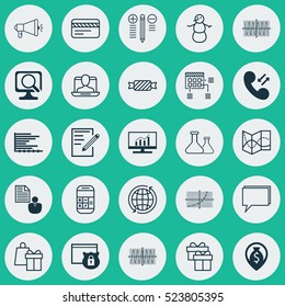 Set Of 25 Universal Editable Icons. Can Be Used For Web, Mobile And App Design. Includes Elements Such As Security, Sweet, Chemical And More.