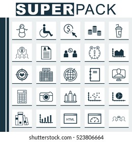 Set Of 25 Universal Editable Icons. Can Be Used For Web, Mobile And App Design. Includes Elements Such As Sequence Graphics, Collaborative Solution, Accessibility And More.