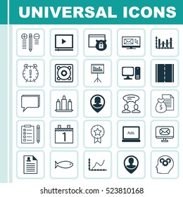 Set Of 25 Universal Editable Icons. Can Be Used For Web, Mobile And App Design. Includes Elements Such As Security, Newsletter, Time Management And More.