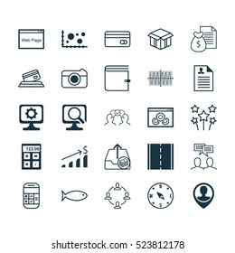 Set Of 25 Universal Editable Icons. Can Be Used For Web, Mobile And App Design. Includes Elements Such As Open Cardboard, Collaboration, Website And More.
