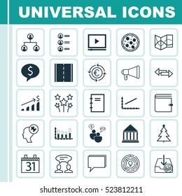 Set Of 25 Universal Editable Icons. Can Be Used For Web, Mobile And App Design. Includes Elements Such As Conference, Tree Structure, Successful Investment And More.