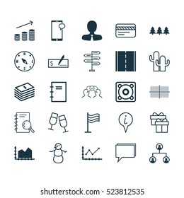 Set Of 25 Universal Editable Icons. Can Be Used For Web, Mobile And App Design. Includes Elements Such As Dollar Salary, Bank Card, Conference And More.