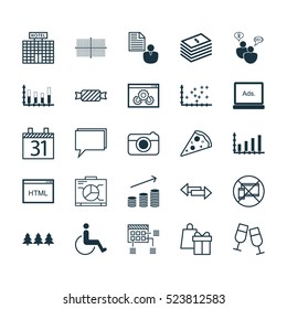 Set Of 25 Universal Editable Icons. Can Be Used For Web, Mobile And App Design. Includes Elements Such As Date, Sweet, Holiday Ornament And More.