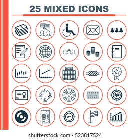 Set Of 25 Universal Editable Icons. Can Be Used For Web, Mobile And App Design. Includes Elements Such As Accessibility, Dollar Salary, Coaching And More.