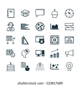 Set Of 25 Universal Editable Icons. Can Be Used For Web, Mobile And App Design. Includes Elements Such As Comparison, Human Mind, Operator And More.
