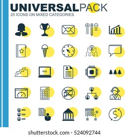 Set Of 25 Universal Editable Icons. Can Be Used For Web, Mobile And App Design. Includes Elements Such As Tree Structure, Decision Making, Profit Graph And More.