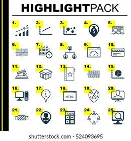 Set Of 25 Universal Editable Icons. Can Be Used For Web, Mobile And App Design. Includes Elements Such As Financial, Open Cardboard, Sweet And More.