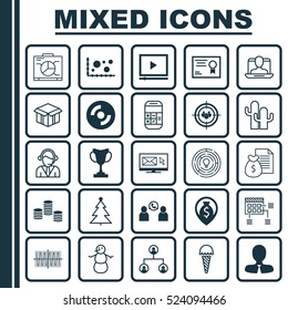 Set Of 25 Universal Editable Icons. Can Be Used For Web, Mobile And App Design. Includes Elements Such As Manager, Social Profile, Money Navigation And More.