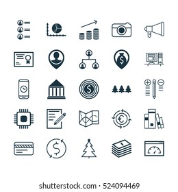 Set Of 25 Universal Editable Icons. Can Be Used For Web, Mobile And App Design. Includes Elements Such As Education Center, Call Duration, Employee Location And More.