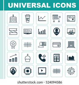 Set Of 25 Universal Editable Icons. Can Be Used For Web, Mobile And App Design. Includes Elements Such As Cosinus Diagram, Market Research, Changes Graph And More.