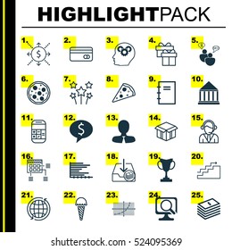 Set Of 25 Universal Editable Icons. Can Be Used For Web, Mobile And App Design. Includes Elements Such As Operator, Dollar Salary, Money And More.