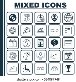 Set Of 25 Universal Editable Icons. Can Be Used For Web, Mobile And App Design. Includes Elements Such As Human Mind, Employee Location, Business Deal And More.