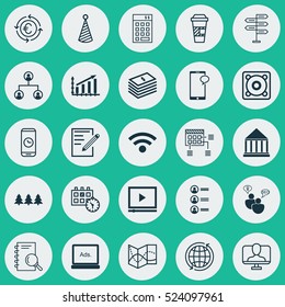 Set Of 25 Universal Editable Icons. Can Be Used For Web, Mobile And App Design. Includes Elements Such As Takeaway Coffee, Call Duration, Digital Media And More.
