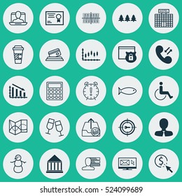 Set Of 25 Universal Editable Icons. Can Be Used For Web, Mobile And App Design. Includes Elements Such As Cosinus Diagram, PPC, Security And More.