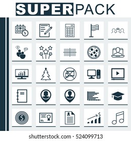 Set Of 25 Universal Editable Icons. Can Be Used For Web, Mobile And App Design. Includes Elements Such As Social Profile, Successful Investment, Pin Employee And More.