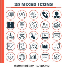 Set Of 25 Universal Editable Icons. Can Be Used For Web, Mobile And App Design. Includes Elements Such As Greeting Email, Coding, Paper And More.