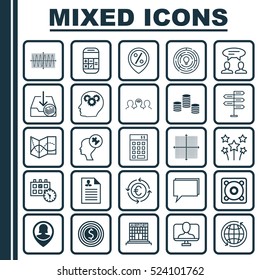 Set Of 25 Universal Editable Icons. Can Be Used For Web, Mobile And App Design. Includes Elements Such As Curriculum Vitae, Sinus Graph, Innovation And More.