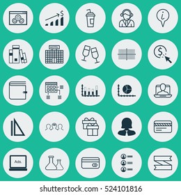 Set Of 25 Universal Editable Icons. Can Be Used For Web, Mobile And App Design. Includes Elements Such As Blank Ribbon, Bank Card, Hotel Construction And More.