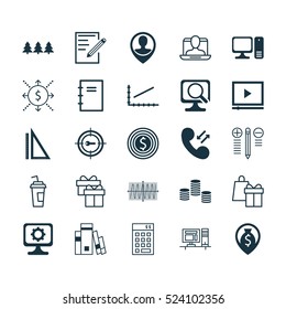 Set Of 25 Universal Editable Icons. Can Be Used For Web, Mobile And App Design. Includes Elements Such As Decision Making, Cellular Data, Computer And More.