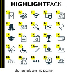 Set Of 25 Universal Editable Icons. Can Be Used For Web, Mobile And App Design. Includes Elements Such As Date, Info Pointer, Festive Fireworks And More.