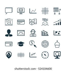 Set Of 25 Universal Editable Icons. Can Be Used For Web, Mobile And App Design. Includes Elements Such As Laptop, Innovation, Analytics And More.