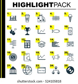 Set Of 25 Universal Editable Icons. Can Be Used For Web, Mobile And App Design. Includes Elements Such As Tournament, Media Campaign, Cosinus Diagram And More.