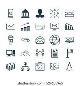 Set Of 25 Universal Editable Icons. Can Be Used For Web, Mobile And App Design. Includes Elements Such As Festive Fireworks, Money, Email And More.