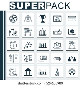 Set Of 25 Universal Editable Icons. Can Be Used For Web, Mobile And App Design. Includes Elements Such As Crossroad, Library, Collaborative Solution And More.