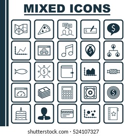Set Of 25 Universal Editable Icons. Can Be Used For Web, Mobile And App Design. Includes Elements Such As Money Navigation, Fishing, Savings And More.
