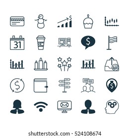 Set Of 25 Universal Editable Icons. Can Be Used For Web, Mobile And App Design. Includes Elements Such As Money Navigation, Successful Investment, Discussion And More.