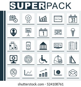 Set Of 25 Universal Editable Icons. Can Be Used For Web, Mobile And App Design. Includes Elements Such As Reminder, Appointment, Frozen Food And More.