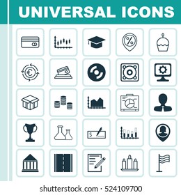 Set Of 25 Universal Editable Icons. Can Be Used For Web, Mobile And App Design. Includes Elements Such As Graduation, Plastic Card, Sequence Graphics And More.