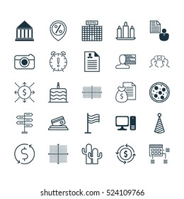Set Of 25 Universal Editable Icons. Can Be Used For Web, Mobile And App Design. Includes Elements Such As Report, Education Center, Personal Skills And More.