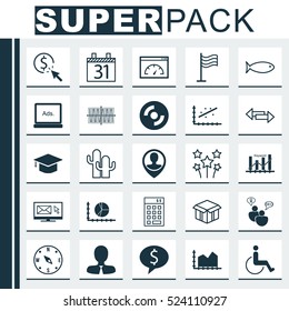 Set Of 25 Universal Editable Icons. Can Be Used For Web, Mobile And App Design. Includes Elements Such As Blank Cd, PPC, Sequence Graphics And More.