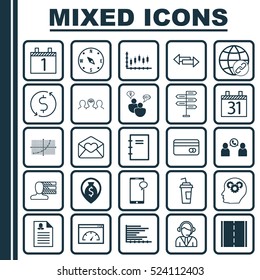 Set Of 25 Universal Editable Icons. Can Be Used For Web, Mobile And App Design. Includes Elements Such As Personal Skills, Crossroad, Money Trasnfer And More.