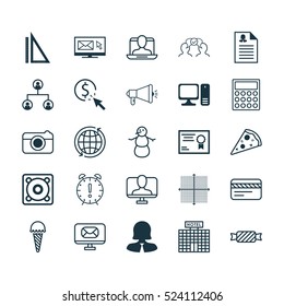 Set Of 25 Universal Editable Icons. Can Be Used For Web, Mobile And App Design. Includes Elements Such As Graphical Grid, PPC, Sweet And More.