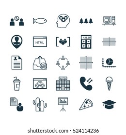 Set Of 25 Universal Editable Icons. Can Be Used For Web, Mobile And App Design. Includes Elements Such As Collaboration, Computer, Phone Conference And More.