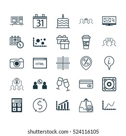 Set Of 25 Universal Editable Icons. Can Be Used For Web, Mobile And App Design. Includes Elements Such As Plastic Card, Computer, Appointment And More.