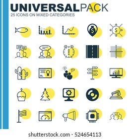 Set Of 25 Universal Editable Icons. Can Be Used For Web, Mobile And App Design. Includes Elements Such As Photo Camera, PC, Dialogue And More.