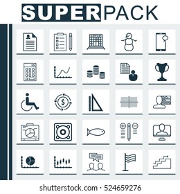 Set Of 25 Universal Editable Icons. Can Be Used For Web, Mobile And App Design. Includes Elements Such As Circle Graph, Female Application, Reminder And More.