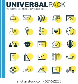 Set Of 25 Universal Editable Icons. Can Be Used For Web, Mobile And App Design. Includes Elements Such As Coding, Phone Conference, Loading Speed And More.
