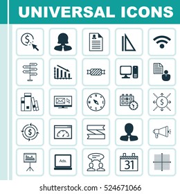 Set Of 25 Universal Editable Icons. Can Be Used For Web, Mobile And App Design. Includes Elements Such As PPC, Desktop Computer, Sweet And More.