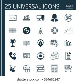 Set Of 25 Universal Editable Icons. Can Be Used For Web, Mobile And App Design. Includes Elements Such As Credit Card, Forbidden Mobile, Fail Graph And More.