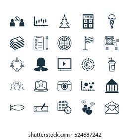 Set Of 25 Universal Editable Icons. Can Be Used For Web, Mobile And App Design. Includes Elements Such As Fishing, SEO Brainstorm, Currency Recycle And More.