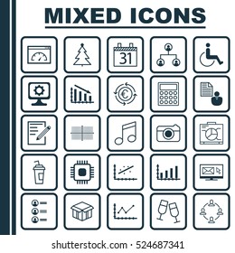 Set Of 25 Universal Editable Icons. Can Be Used For Web, Mobile And App Design. Includes Elements Such As Open Cardboard, Job Applicants, Changes Graph And More.