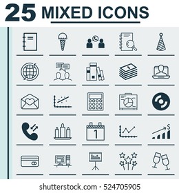 Set Of 25 Universal Editable Icons. Can Be Used For Web, Mobile And App Design. Includes Elements Such As Wax, Analysis, Greeting Email And More.