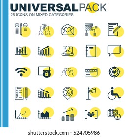 Set Of 25 Universal Editable Icons. Can Be Used For Web, Mobile And App Design. Includes Elements Such As Bank Card, Cooperation, Questionnaire And More.