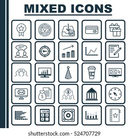 Set Of 25 Universal Editable Icons. Can Be Used For Web, Mobile And App Design. Includes Elements Such As Market Research, Email, Collaborative Solution And More.