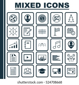 Set Of 25 Universal Editable Icons. Can Be Used For Web, Mobile And App Design. Includes Elements Such As Successful Investment, Square Diagram, Graduation And More.