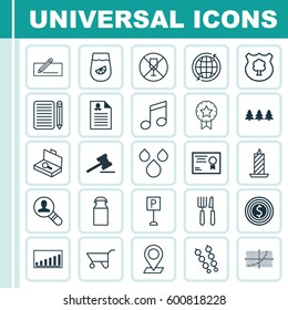 Set Of 25 Universal Editable Icons. Can Be Used For Web, Mobile And App Design. Includes Elements Such As Business Goal, Suitcase Checking, Jug And More.